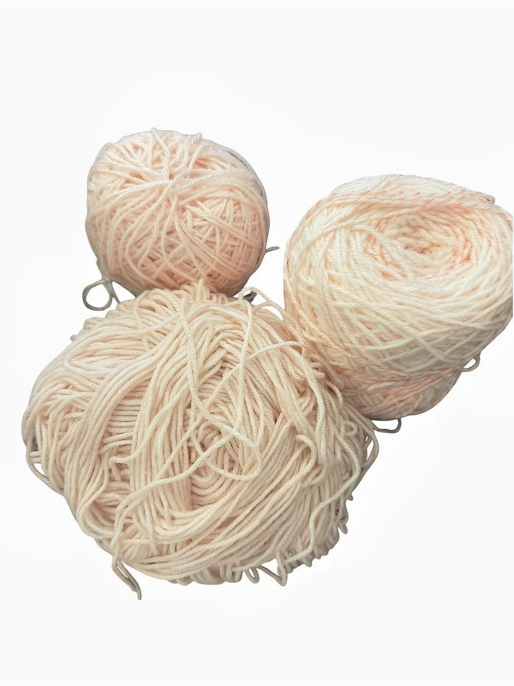 Lot Of 3 Yarn Skeins White And Light Pink Solid And Variegated Mix